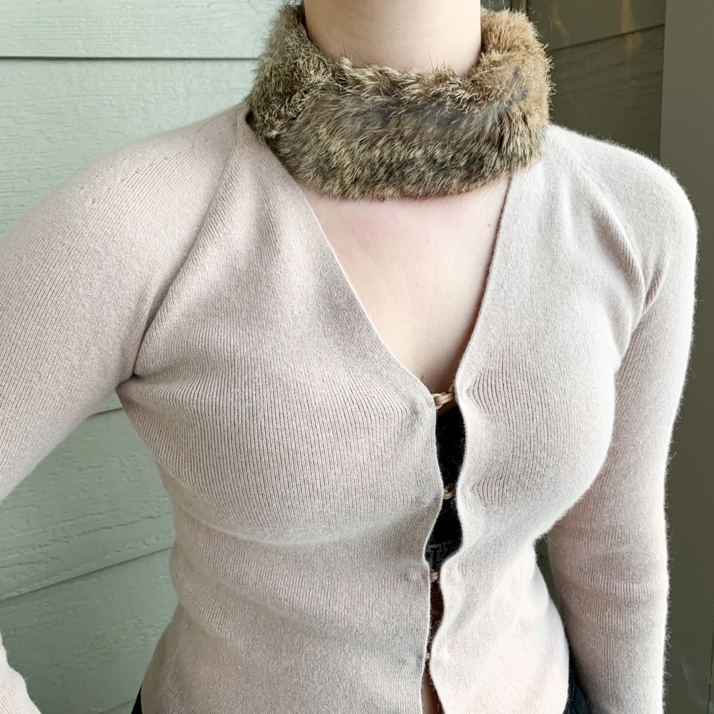 Armani Exchange Tan Cardigan w Rabbit Hair